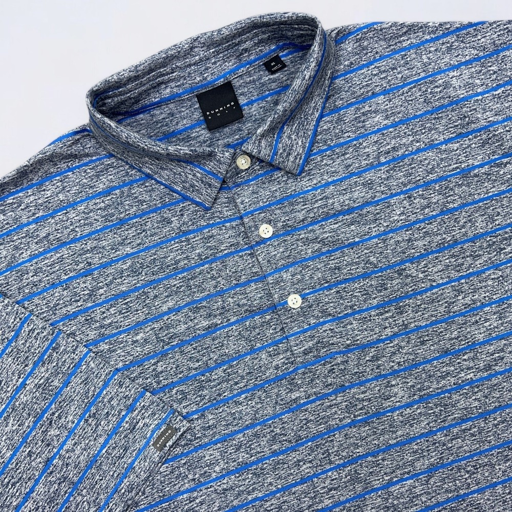 Dunning Golf Polo Shirt Men's XL Blue Heather Striped Performance Stretch Sports